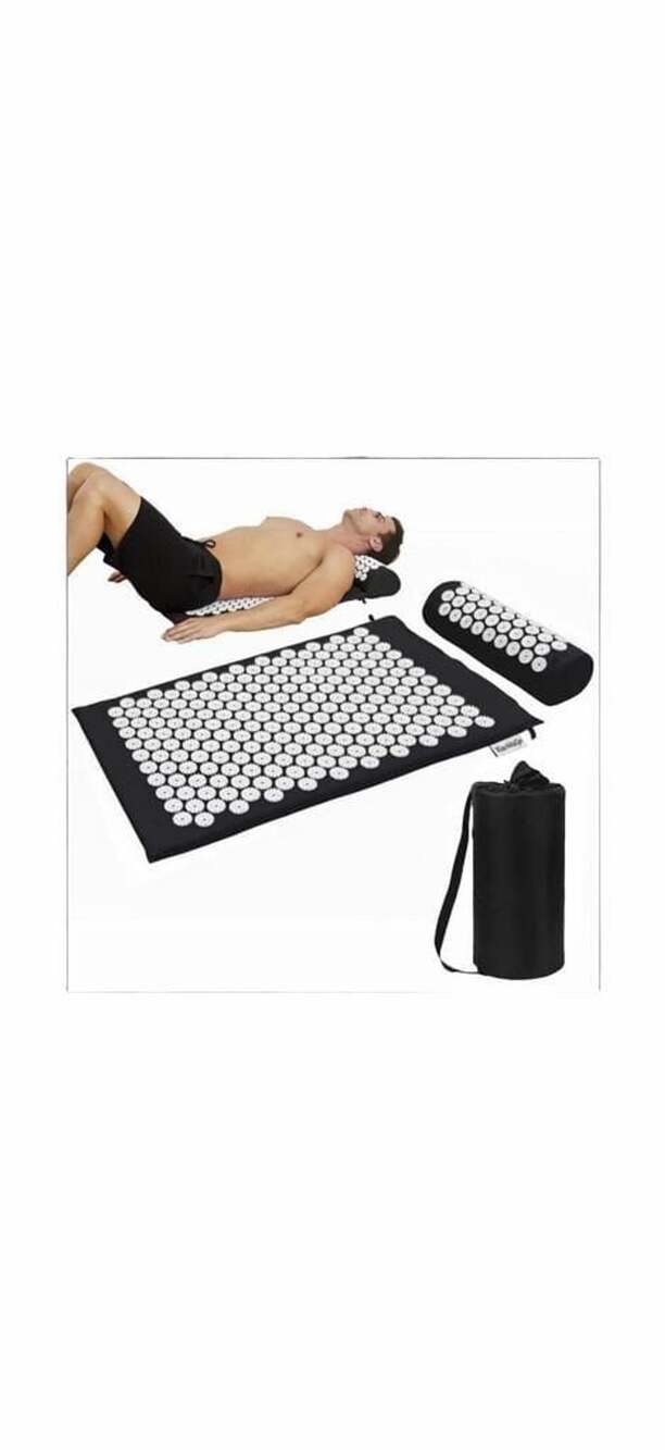 Acupressure Mat and Pillow Set with Bag Black